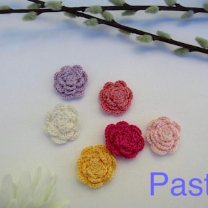 Crochet roses, 6 x cotton roses, crochet flower, crochet flowers, flower applique, crochet flower applique, scrapebooking