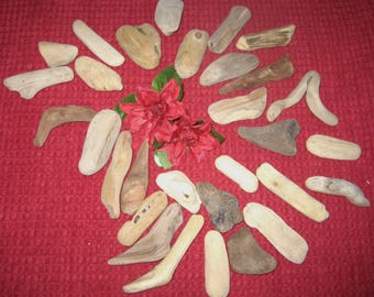 Bulk Driftwood-24 Small Chunky Drift Wood Pieces-Ornaments-Sailboats-Beach Wedding Decor