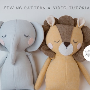 Lion & Elephant Digital Sewing Pattern and Video Tutorial