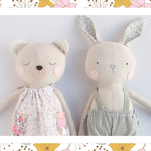 Bunny & Teddy Digital Sewing Pattern plus Video Tutorial image 1