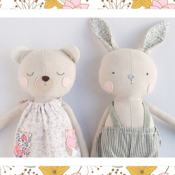 Bunny & Teddy Digital Sewing Pattern plus Video Tutorial