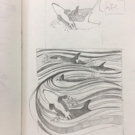 シャチのリノカット版画 - Etsy 日本