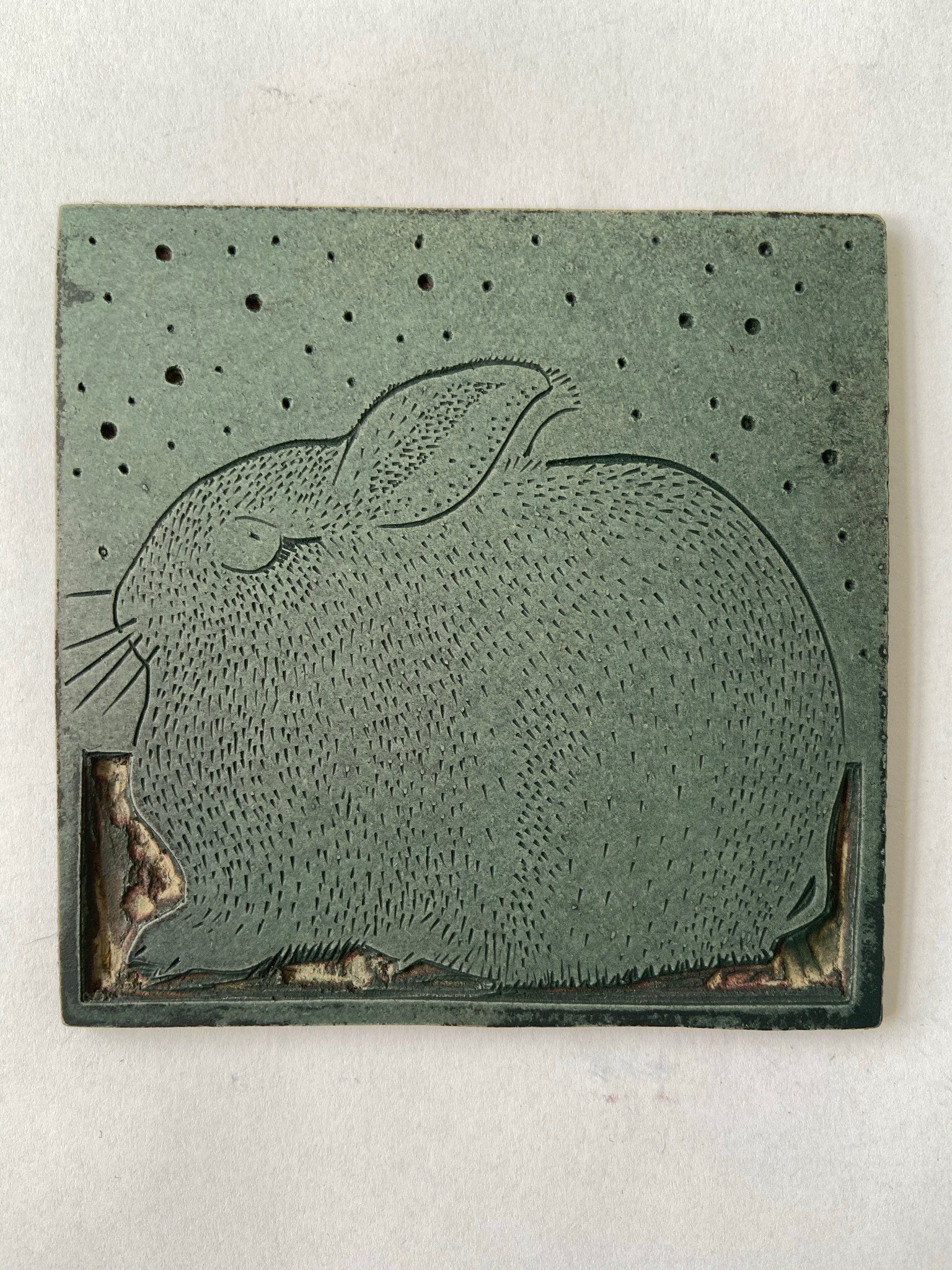 Lynocut Rabbit Linocut Print of a Rabbit in the Snow - Etsy