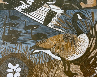 Linocut of Loch Leven