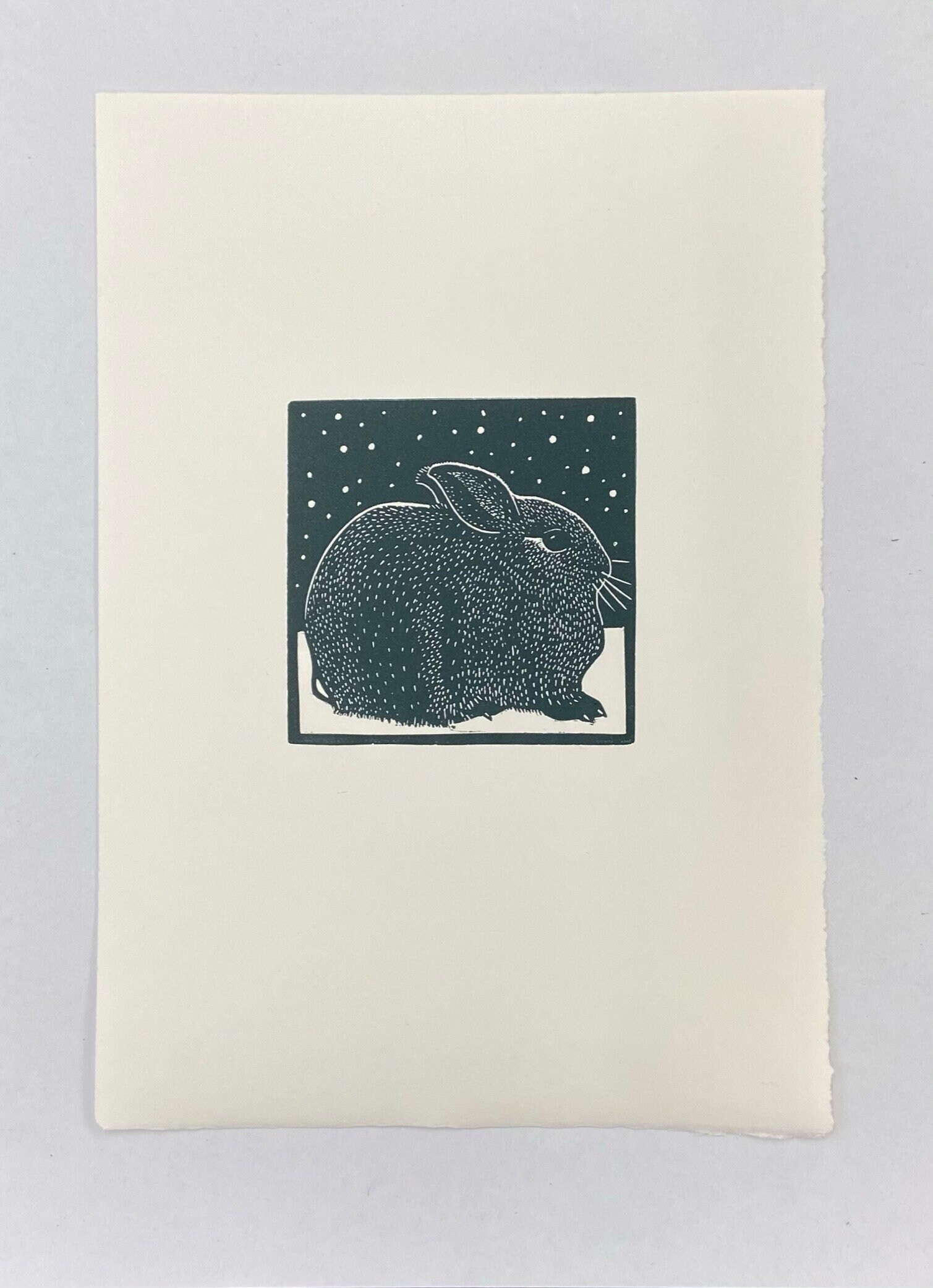 Lynocut Rabbit Linocut Print of a Rabbit in the Snow - Etsy