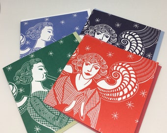 4 pack Angel Christmas cards