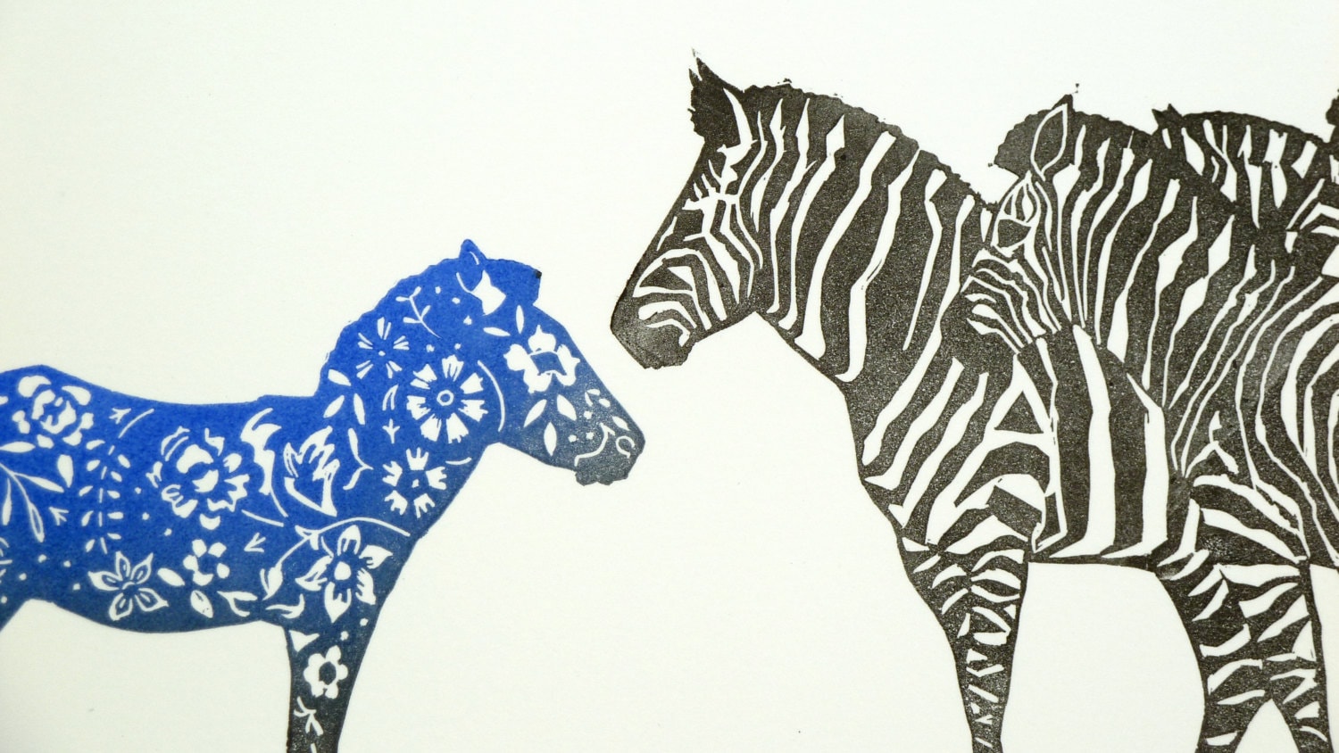 Handpulled Limited Edition Linocut Print of Zebras - Etsy