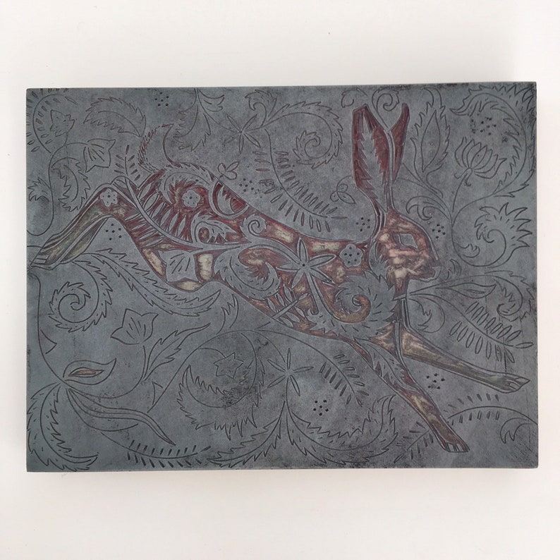 Linocut Print of Jumping Hare - Etsy