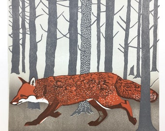 Linocut of A Fox