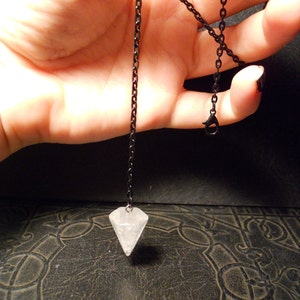 Clear Quartz Point Divination Dowsing Pendulum Black Necklace Fortune Teller image 1