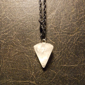 Clear Quartz Point Divination Dowsing Pendulum Black Necklace Fortune Teller image 3