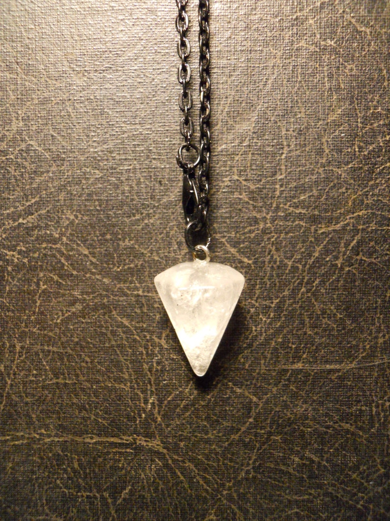 Clear Quartz Point Divination Dowsing Pendulum Black Necklace Fortune Teller image 3