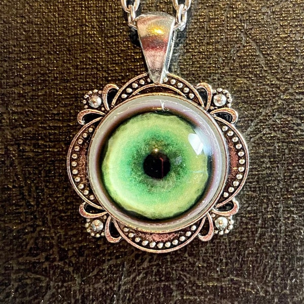 Lion Cub Eye Light Green Kitten Eye Taxidermy Mount Acrylic Round Pupil Necklace Taxidermist Big Kitty Eyeball Bezel Vulture Culture