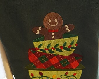 Gingerbread boy Christmas kitchen towel
