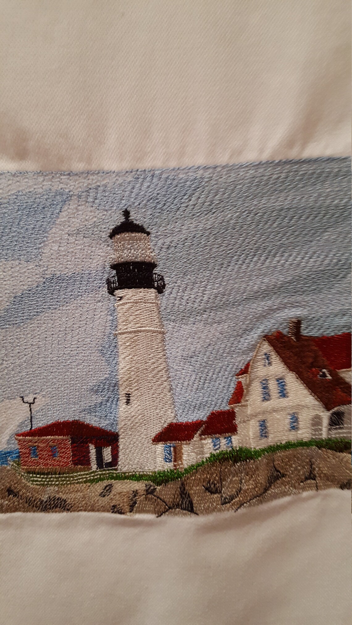 Embroidered Lighthouse Hand Towel Portland Maine Head Light Etsy