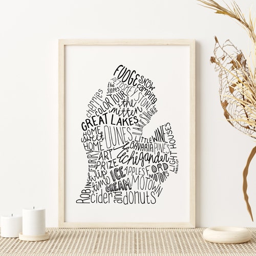 Printable Michigan State Art Print 8x10 Digital Wall Art Gift | Etsy