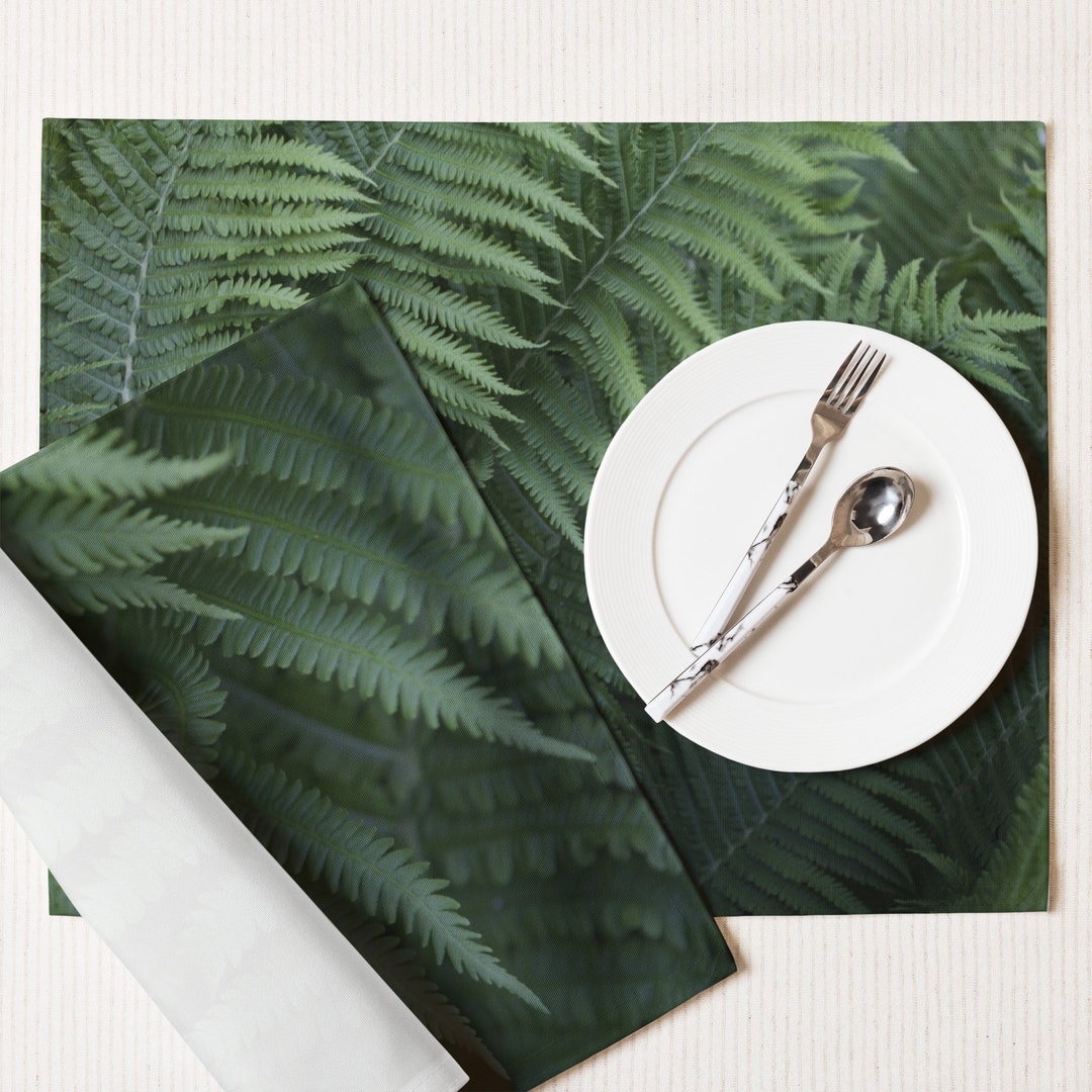 Ferns Dark Green Placemats, Table Mats 18 X 14 Set of 4, Elegant