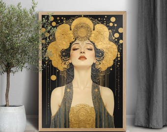 Art-decoposter, kunstafdrukken aan de muur, woondecoratieprint, vrouwenportret