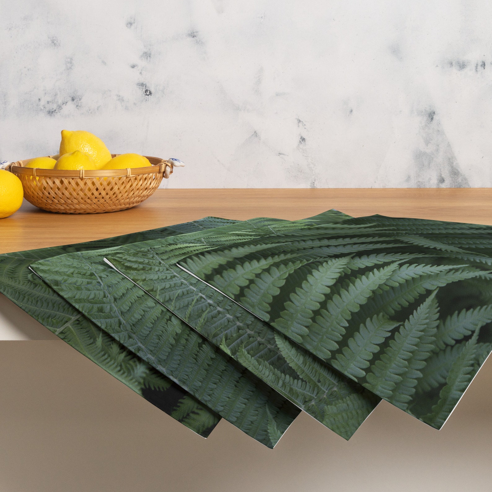 Ferns Dark Green Placemats, Table Mats 18 X 14 Set of 4, Elegant