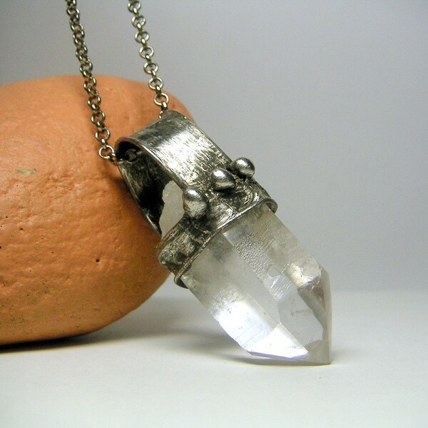Clear Raw Crystal Necklace by AMW : quartz crystal necklace raw quartz raw gemstone jewelry crystal jewelry clear crystal quartz raw stone