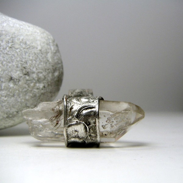 Raw Crystal Ring by AMW : quartz crystal ring statement ring raw gemstone crystal jewelry clear crystal quartz natural raw stone ring