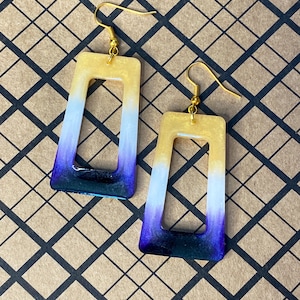 Resin earrings ft nonbinary flag