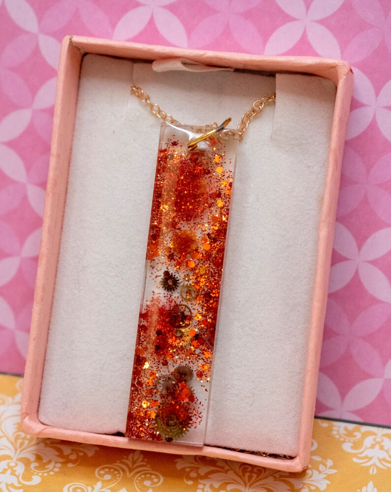 Resin steampunk charm necklace