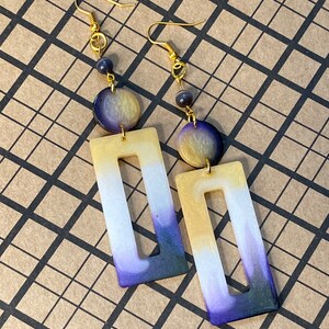 Resin earrings ft nonbinary flag