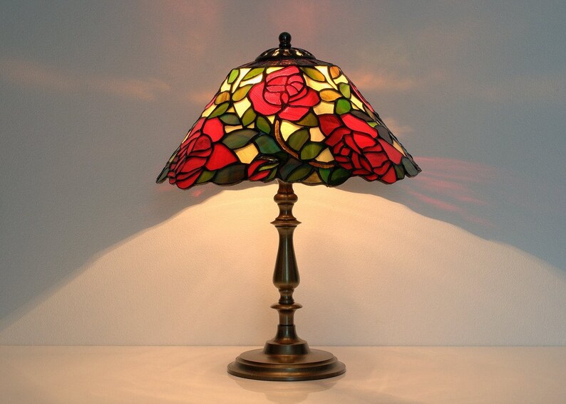 Little Roses Bedside Lamp Table Lamp. Stained Glass Lamp Etsy