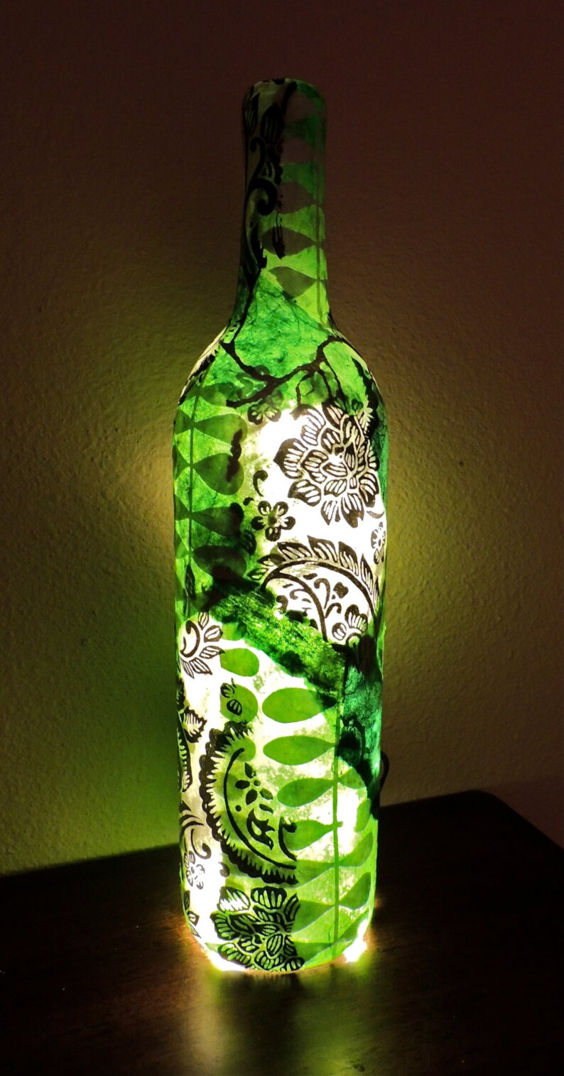 Custom Wine Bottle Light Wine Bottle Lamp Decoupage Wine Etsy