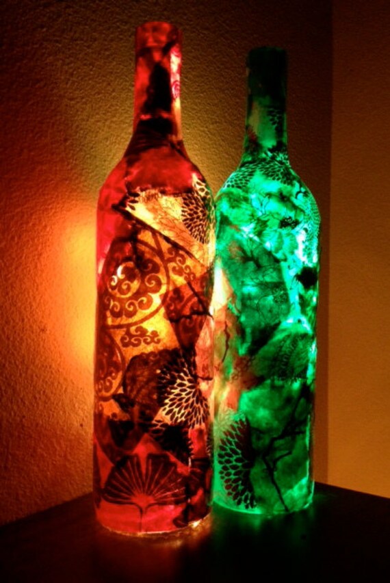 NEW Wine Bottle Light Wine Bottle Lamp Decoupage Wine Bottle Etsy