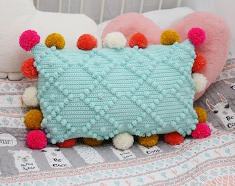 AMAHLE throw pillow crochet pattern PDF bobble boho style pillow modern crochet