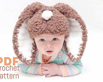 Easter PDF crochet pattern EASTER  hat with floppy ears,easter bunny