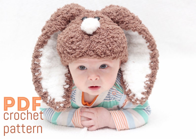 Easter PDF crochet pattern EASTER hat with floppy ears,easter bunny image 1