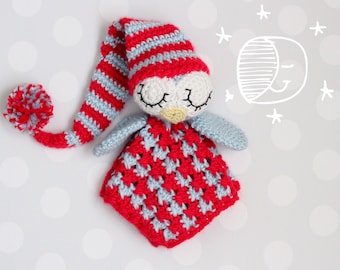 Security Blanket  crochet pattern lovey- Sleepy the Owl