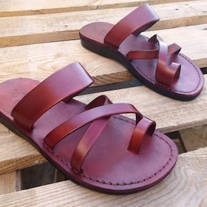 Brown Greek style Leather Sandals for Women and Men, ARAD