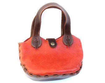 Leder Handtasche, hohe Qualität schöne echte italienische 1 von einer Art Leder Handtasche für Frauen, Vintage Hippie Stil Kupplung