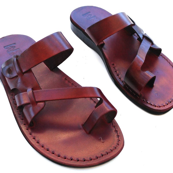Brown Leather Sandals for Women and Men, Classic Summer Everyday Shoes, Flats Slides Flip Flops Spartan Beach Thongs Sandals, BUKAREST