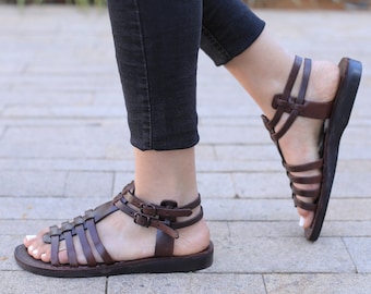 VENTA! Nuevas sandalias de cuero con tirantes. Zapatos para Mujeres y Hombres Chancletas Cintas Pisos Calzado de Diseñador Bíblico de Jesús