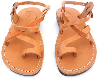 Natural Greek style Flip Flops Leather Sandals for Women and Men, TEL AVIV