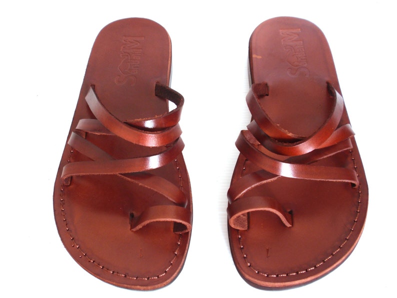 Black Leather Toe Ring Sandals for Ladies Comfortable Etsy