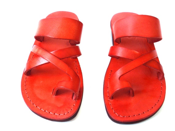 Red Spartan Leather Sandals for Women and Men ARAD - Etsy