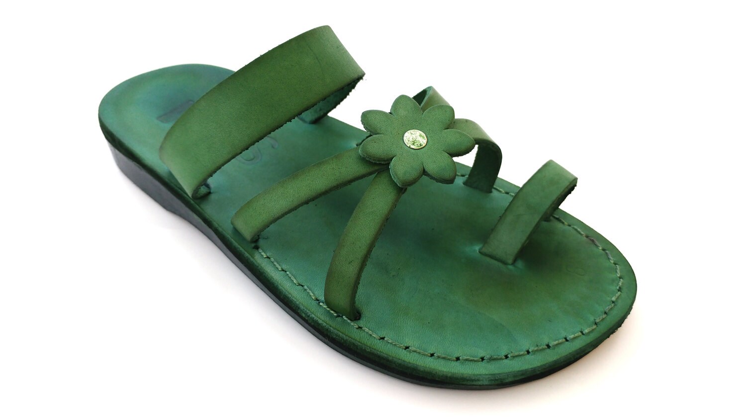Leather Sandals For Flip Flops, Flower Women's Green Custom Etsy - Sandalimshop