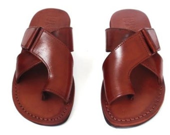 Brown Greek style Sandals, Handmade Leather Spartan Sandals for Men, Summer Beach Summer Sandals, Jesus Roman Summer Men's Sandals BROOKLYN