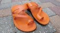 Genuine Leather Flip Flops Women Sandals, Orange Greek Roman Ancient Summer Beach Sandals, Gift For her, handmade Comfort Sandals, JERICHO product logo