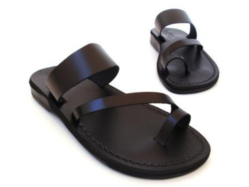 New Men Leather Sandal Black Jesus Sandal Slip on Sandals Etsy