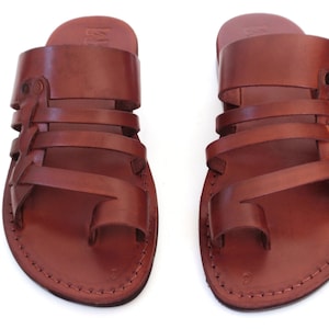 Brown Leather Spartan Sandals for Women and Men, YAHEL