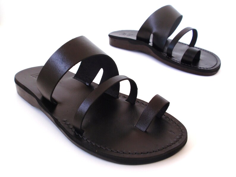 New Men Leather Sandal Black Jesus Sandal Slip on Sandals Etsy