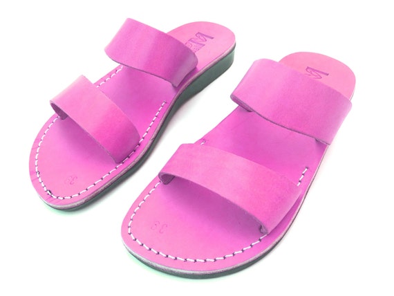 Pink Leather Flats Sandals for Women Ladies' Comfortable - Etsy