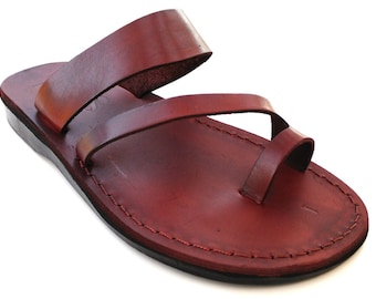Brown Leather Sandals for Women, Ladies' Classic Summer Everyday Comfortable Shoes, Unique Flats Flip Flops Open Toe Sandals, MARIANO